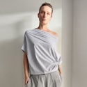 Bluzka damska oversize ze stójką – szary melanż