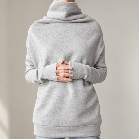 Bluza damska oversize Buka z golfem – szary melanż