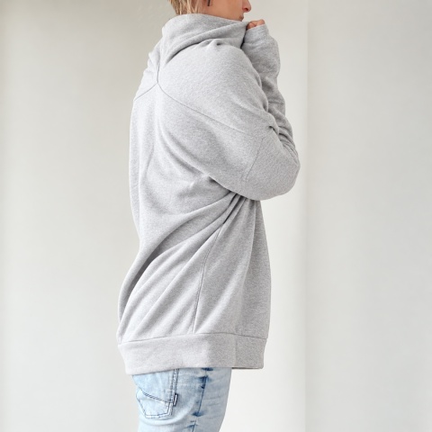 Bluza damska oversize Buka z golfem – szary melanż