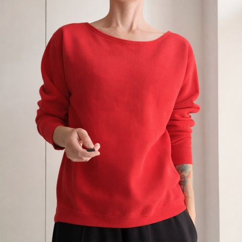 Bluza damska oversize Max z dekoltem w łódkę – czerwona – pojedynczy egzemplarz