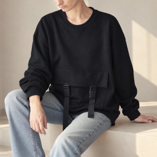 Bluza damska oversize z dużą kieszenią – czarna