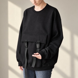 Bluza damska oversize z dużą kieszenią – czarna