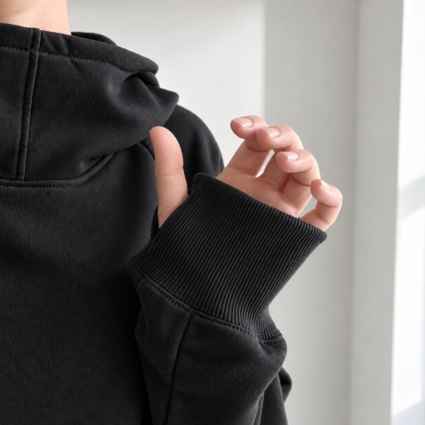 Bluza damska oversize z dużym kapturem i dziurkami na kciuki – czarna