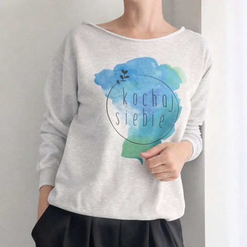 Bluza damska oversize z napisem Kochaj siebie - szara