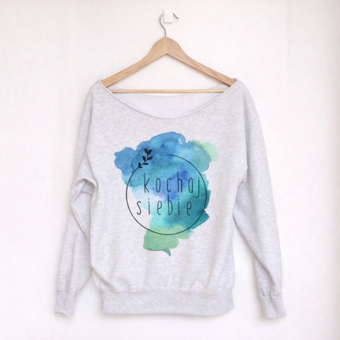 Bluza damska oversize z napisem Kochaj siebie - szara