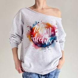 Bluza damska oversize z napisem Tak jest idealnie – szara.