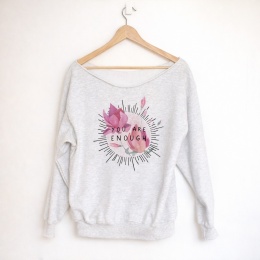 Bluza damska oversize z napisem You are enough – szara