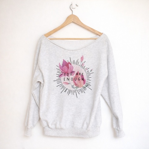 Bluza damska oversize z napisem You are enough – szara