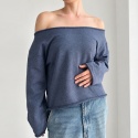 Bluza damska oversize z szerokim dekoltem – granatowy melanż