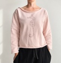 Bluza damska oversize z nadrukiem konika morskiego rose gold – pudrowy róż