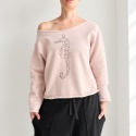 Bluza damska oversize z nadrukiem konika morskiego rose gold – pudrowy róż