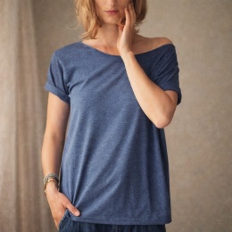 Koszulka damska Oversize bez nadruku Jeans melanż - pojedynczy egzemplarz