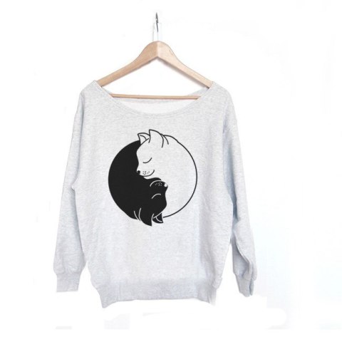 Koty Yin Yang Szara Bluza z podszytym dekoltem Koty Yin Yang Szara Bluza z podszytym dekoltem