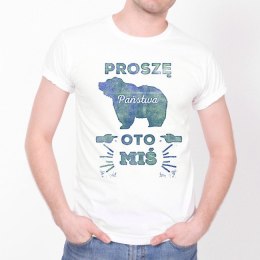 Oto miś Męska biała koszulka