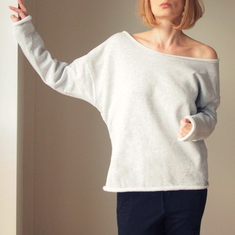 Szary gruby Oversize Nietoperz Szary gruby Oversize Nietoperz