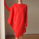 Sukienka długi rękaw asymetria Czerwona
